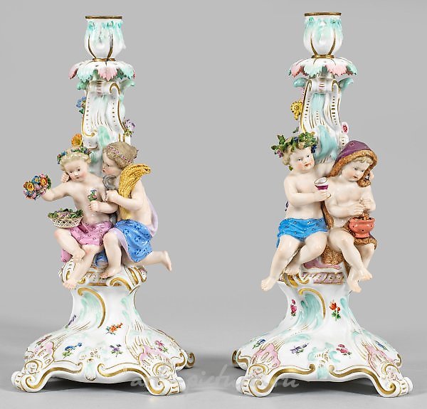 A pair of figurine candelabras with allegories "The Four Seasons"