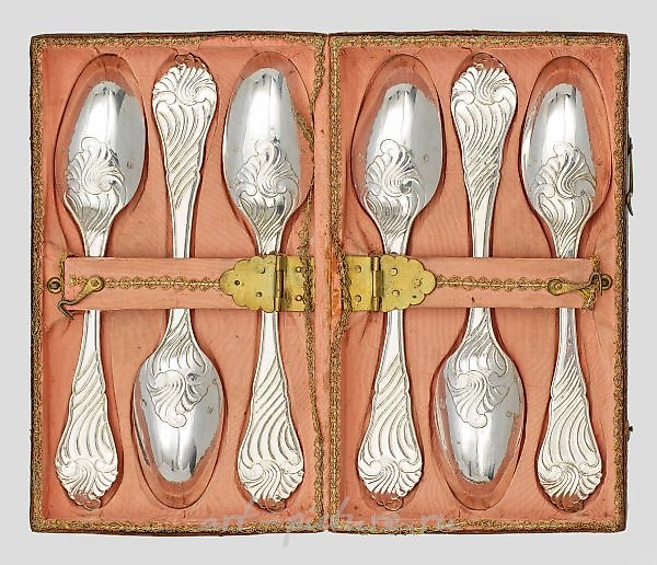 Rare set of six Rococo spoons