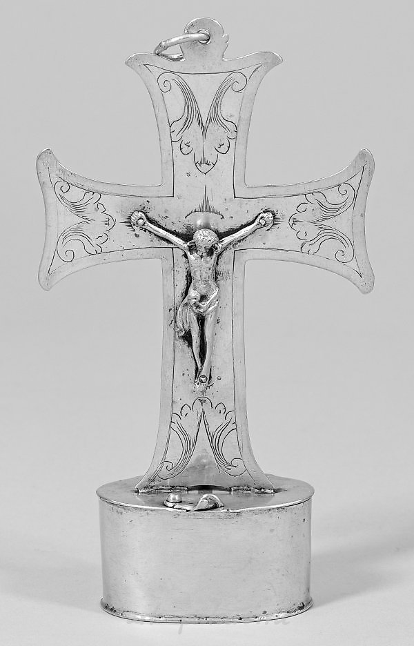 Small Baroque Crucifix with Anointing Vessel