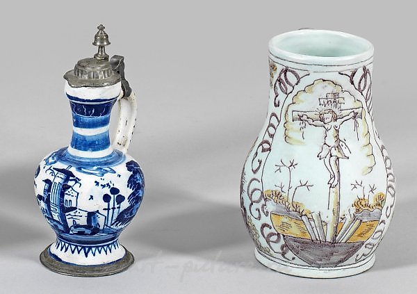Rare Frankfurt pear jug and small necked jug.