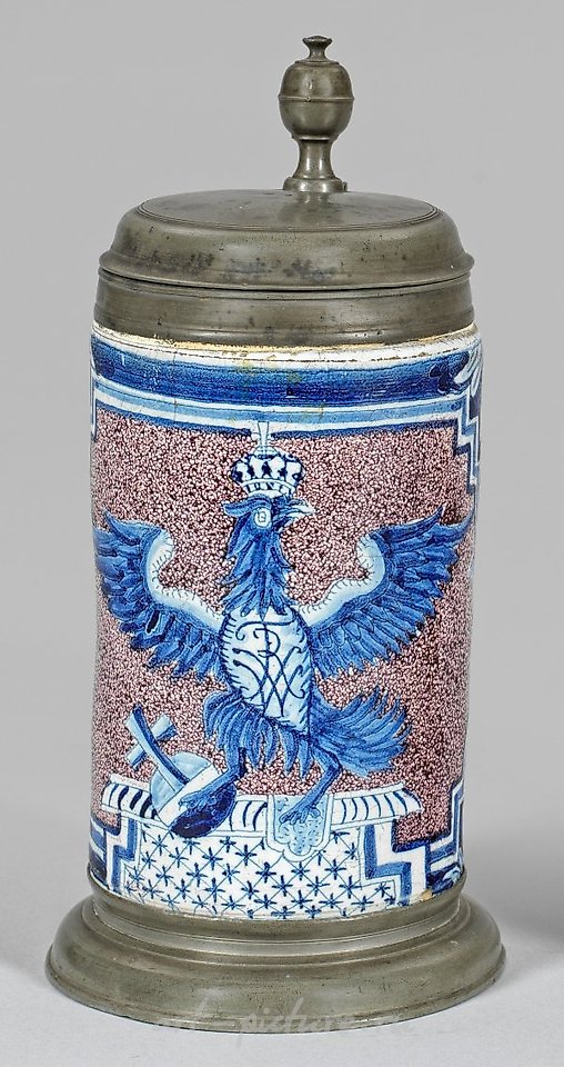 Berlin waltzing jug with Prussian eagle and monogram.