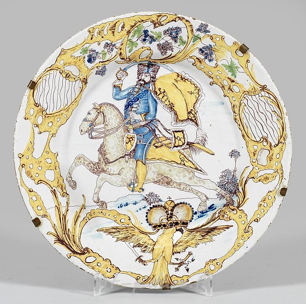 Rare, large faience display plate
