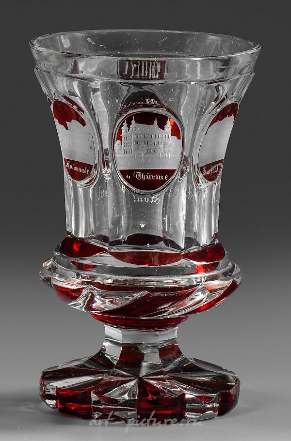 晚期比德迈尔奖杯，描绘了巴特埃姆斯的景色。