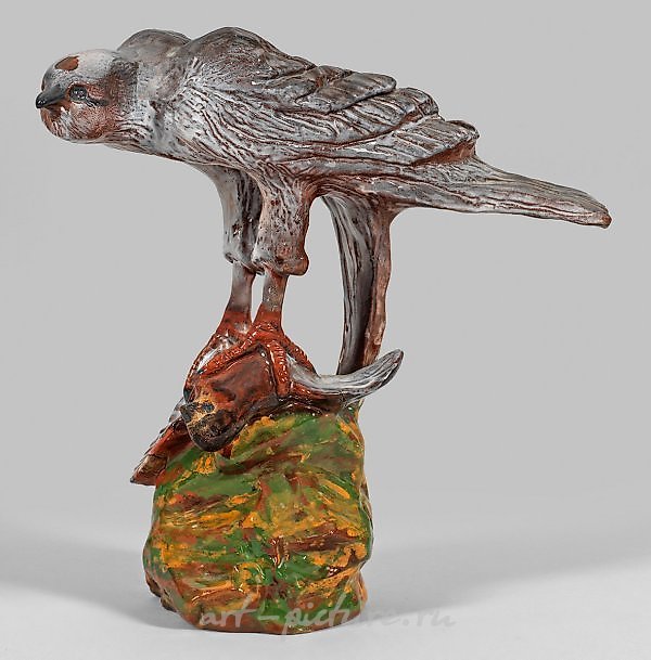 Cadinen - Figure of a falcon with songbird as prey
