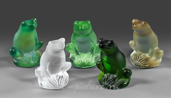  Коллекция из пяти хрустальных лягушек "Райнетт" Лалик, моделированных Мари-Клод Лалик