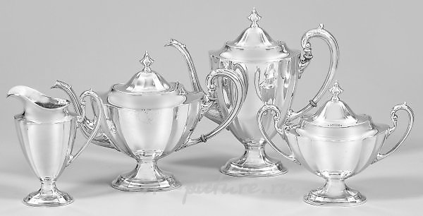Американский серебряный сервиз из четырех предметов для кофе и чая