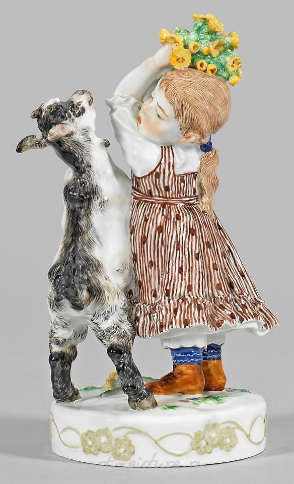 Art Nouveau Figure "Girl with Goat"