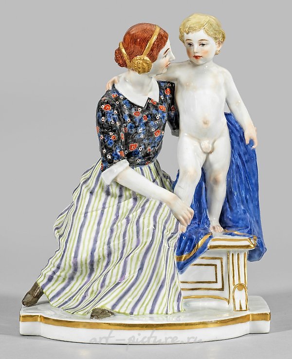 Rare Art Nouveau Figure Group "Mother with Child"