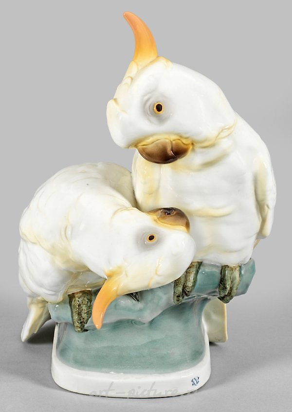 Art Nouveau - Animal Sculpture "Parrot Group"
