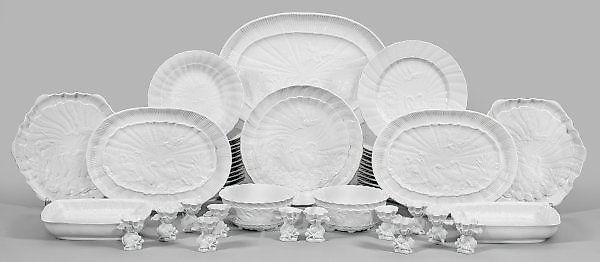 Dining service with swan service decor.