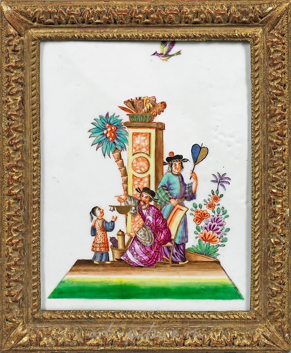 Meissen picture plate with chinoiserie.