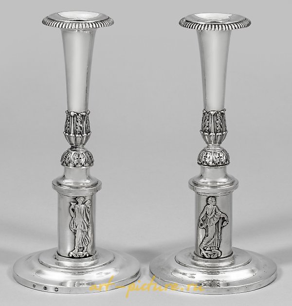 Свечные подсвечники в стиле Бидермейер из серебра, Нюрнберг, около 1820 года