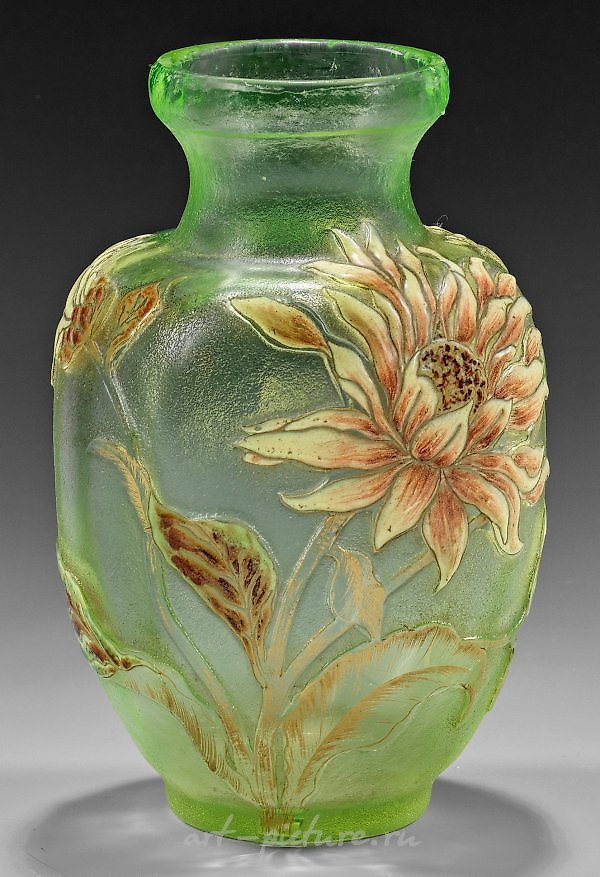Art Nouveau - Decorative Vase with Chrysanthemum Design by Emile Gallé