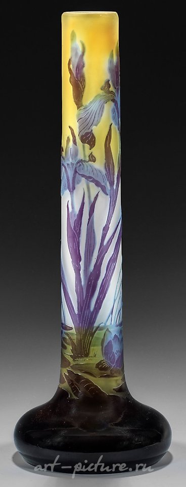 Great Gallé-Stangen vase with sword lilies and