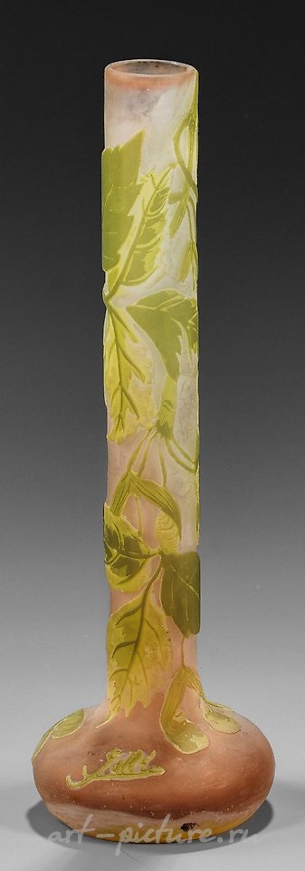 Gallé decorative vase with branches of the ash-leaved maple.