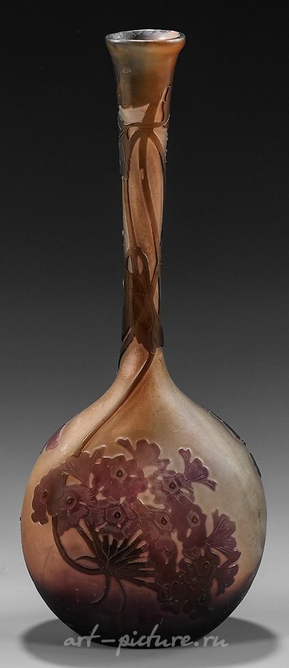 Solifleur-Vase with Hydrangea Decor by Gallé