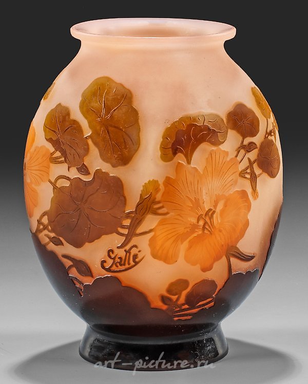 Gallé Vase with Capuchin Cress Decoration