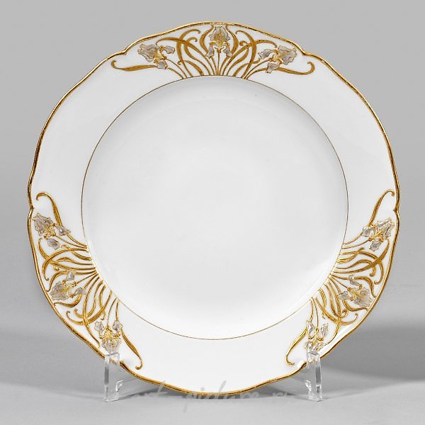 新艺术 - 釉彩剑兰装饰的装饰盘