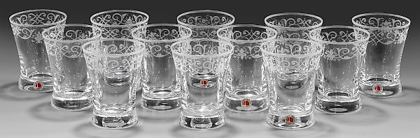 Twelve Lobmeyr water glasses from Service No. 231 "Baroque".
