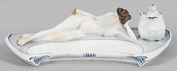 Мейсенский набор в стиле Ар Нуво с изображением обнаженной женщины