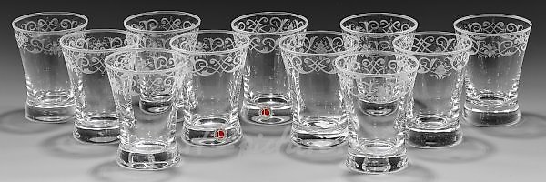 E l e v e n   L o b m e y r   w a t e r   g l a s s e s   f r o m   s e r v i c e   n u m b e r   2 3 1   " B a r o q u e "