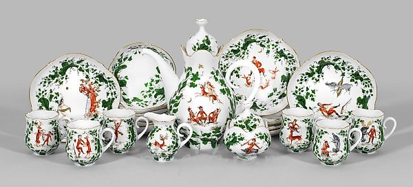 具有“猎人式谎言”装饰的咖啡服务