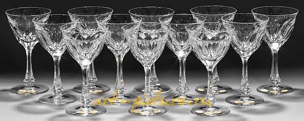 Sentence of twelve Moser white wine glasses "Lady Hamilton"