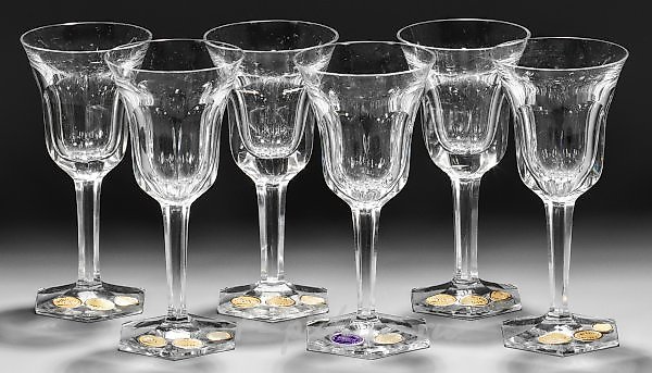 Set of six Moser-Sherry glasses "Papst"