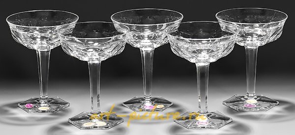 Five Moser champagne glasses "Papst"