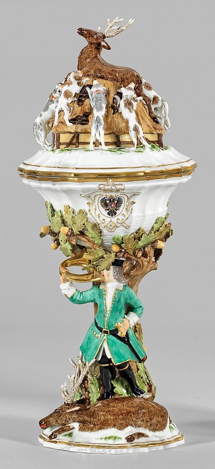 Magnificent Meissen hunting goblet