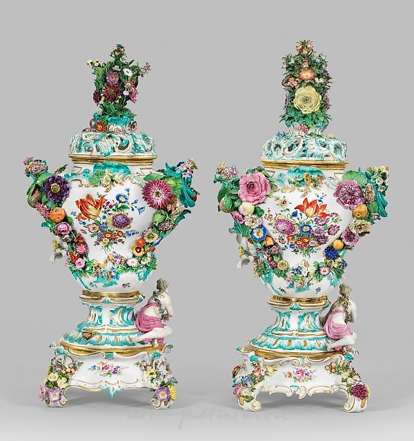 A couple of magnificent Meissen potpourri vases.