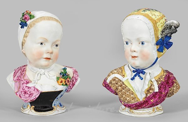 Бюсты принцессы Мари Зефирин де Бурбон и её брата Луи Шарля из Мейссена