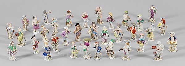 Collection of Meissen Amorettos from the series "Disguised Amorettos" by Michel Victor Acier.