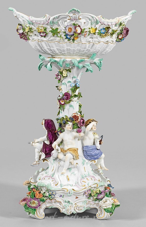Great magnificent Meissen table centerpiece with allegories of the four seasons.