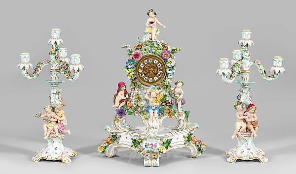 Великолепный ансамбль с аллегориями четырех времен года из Мейсенской фабрики