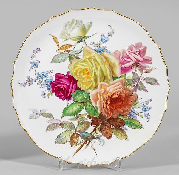 Великолепная тарелка с букетом роз в стиле J. E. Браунсдорфа