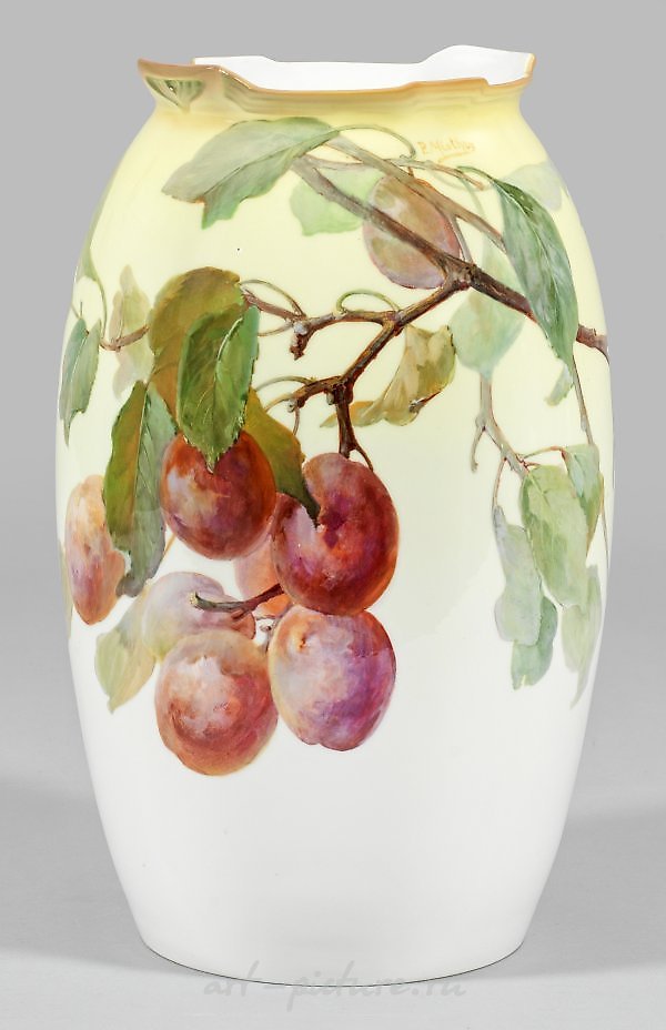 Large decorative vase with plum branch