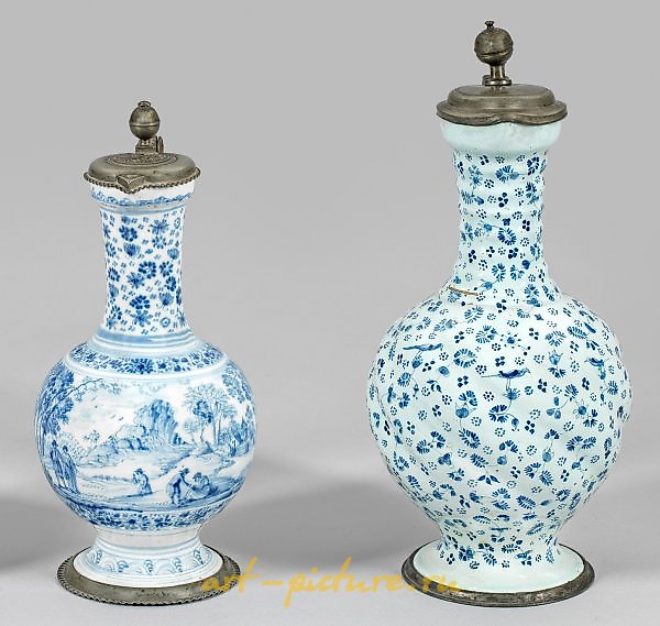 Two English jugs with long necks.