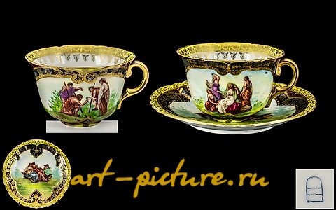 Royal Vienna Porcelain, Royal Vienna Hand Painted Cup and Saucer.