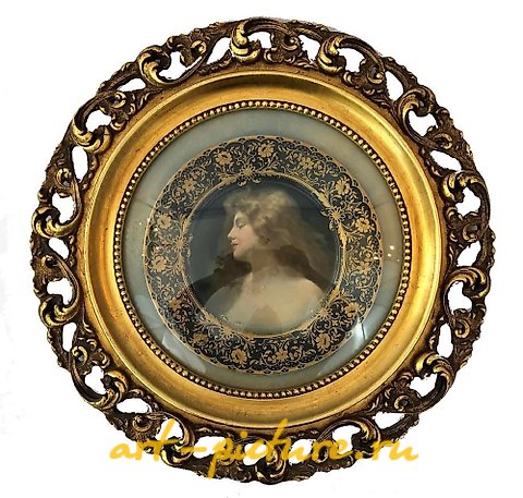 Royal Vienna Porcelain, Antique Royal Vienna plate with wooden frame.