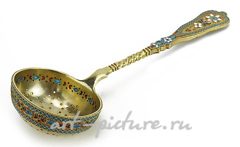 Русское серебро, Серебряная ложка для просеивания с позолотой
