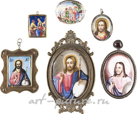 俄罗斯银, 六个珐琅图标的收藏品