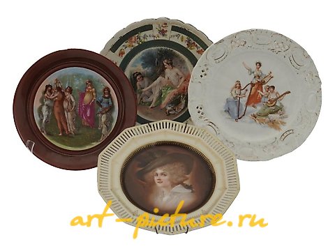 Royal Vienna Porcelain, ANTIQUE ART NOUVEAU PORCELAIN DECORATIVE PLATES