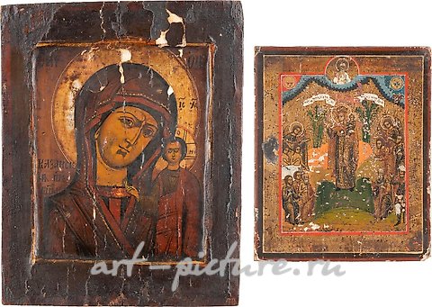 Русское серебро, ТРИ МАЛЕНЬКИХ ИКОНЫ: ХРИСТОС ПАНТОКРАТОР, КАЗАНСКАЯ БОГОМАТЕРЬ И БОГОМАТЕРЬ "РАДОСТЬ ВСЕМ ПЕЧАЛЬНЫМ"