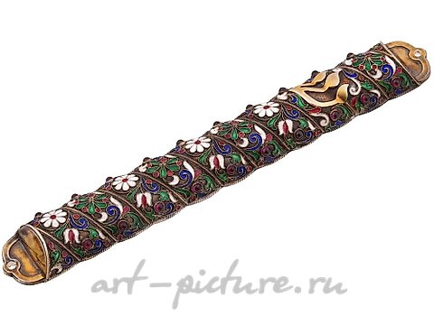 Русское серебро, Русская еврейская серебряная мезуза с эмалью в технике клоизонне