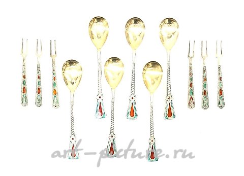 俄罗斯银, 俄罗斯的纯银搪瓷勺子和叉子