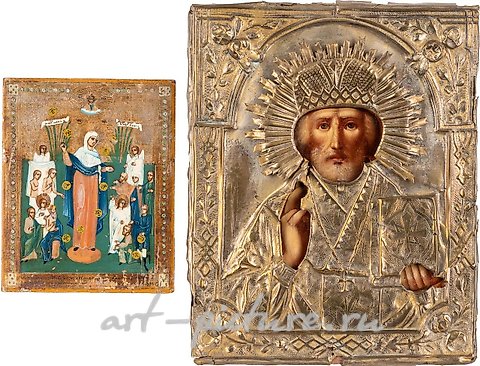 俄罗斯银, 两个小图标，描绘了圣母玛利亚“为所有悲伤的人带来喜悦”的形象。