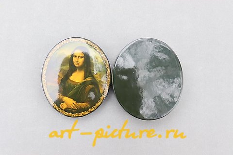 Russian silver, Mona Lisa or La Gioconda, by Leonardo da Vinci, hand-painted...