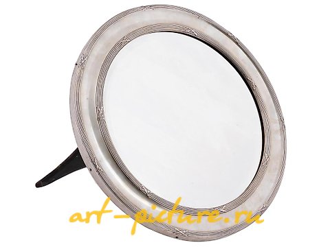 俄罗斯银, 大型古董银镜，适用于桌子或写字台。