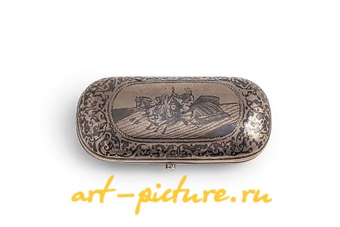 Russian silver, SILVER AND NIELLO CIGAR CASE, RUSSIA, 19TH CENTURY